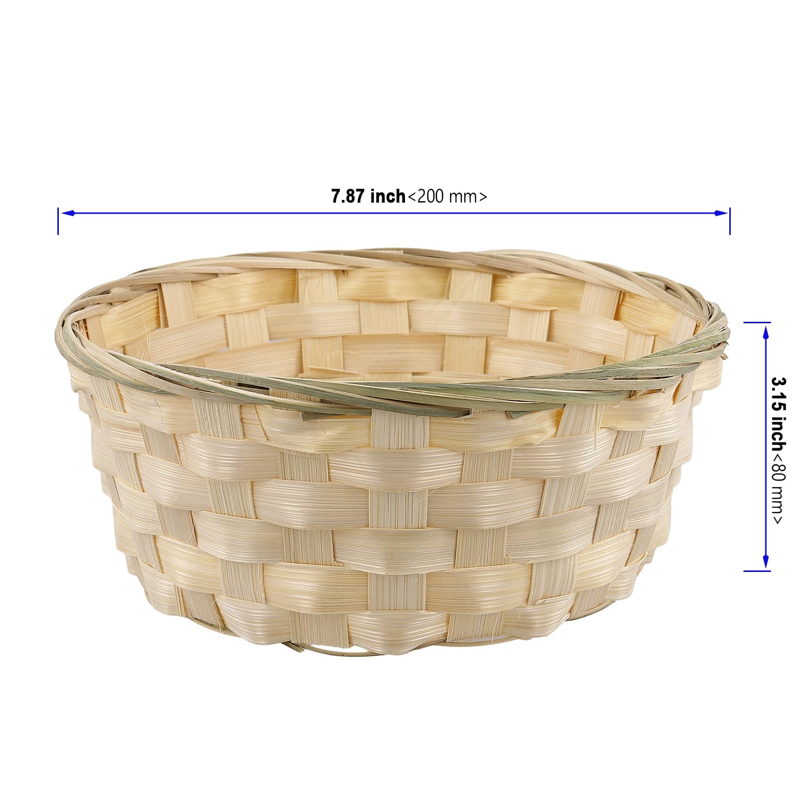 KOHAND 15 Pack 8 Inch Round Gift Baskets, Natural Bamboo Woven Basket Small Wicker Fruit Bread Baskets for Fruits, Vegetables, Snacks, Bread