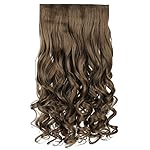 REECHO 20 1-pack 3/4 Full Head Curly Wave Clips in on Synthetic Hair Extensions HE008 Hair pieces for Women 5 Clips 4.5 Oz Per Piece - Ash Light Brown