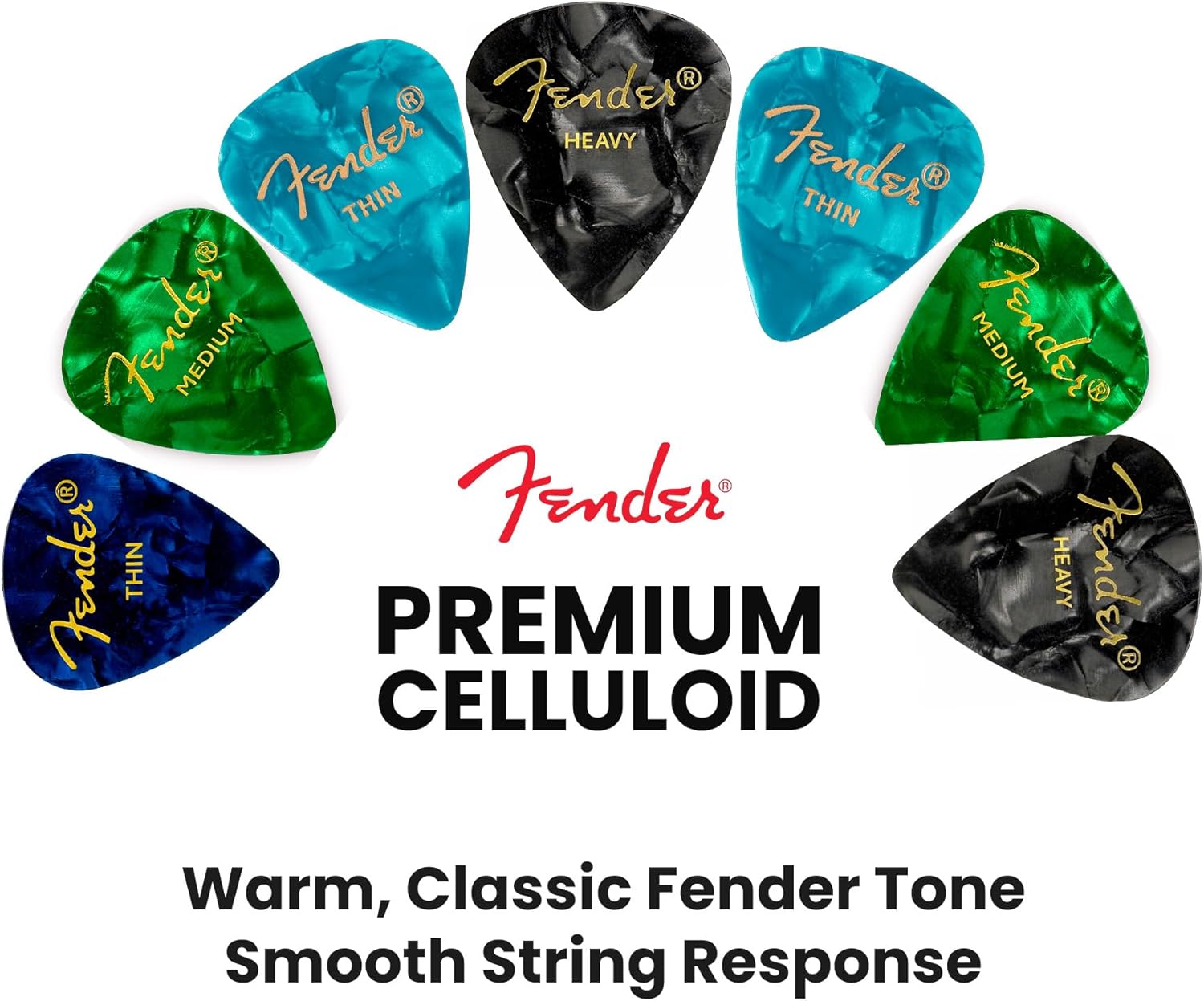 Fender Premium 48 Pack Picks Sampler - Includes Thin, Medium & Heavy Gauges (Austin Bazaar Exclusive)