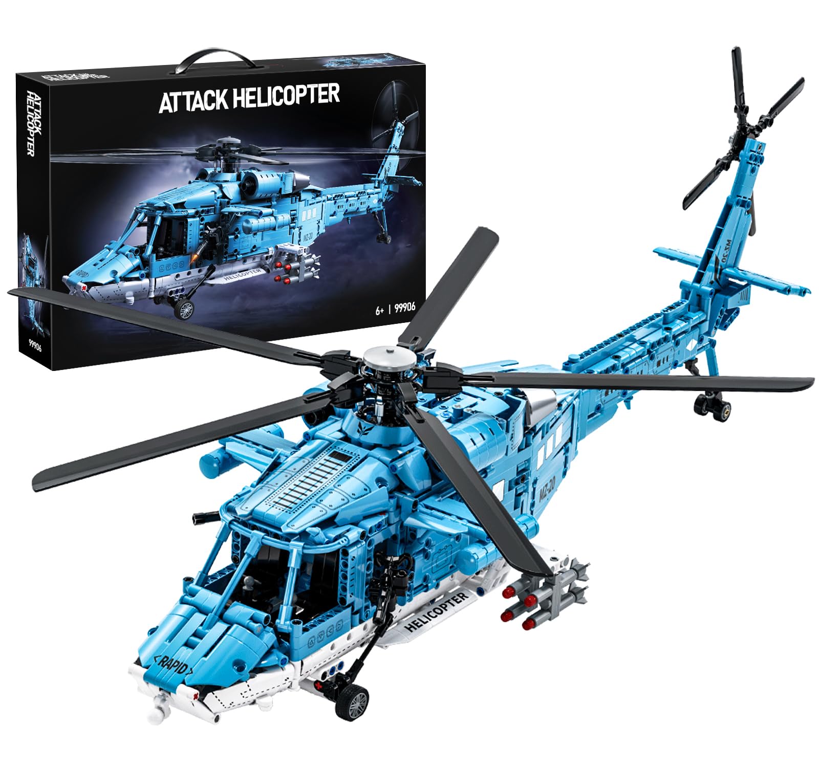 Military Helicopter Building Blocks Set, 1521PCS Army Airplane Bricks Model–Air Force Utility Helicopter Toy with Rotating Blades, Detailed Cockpit,