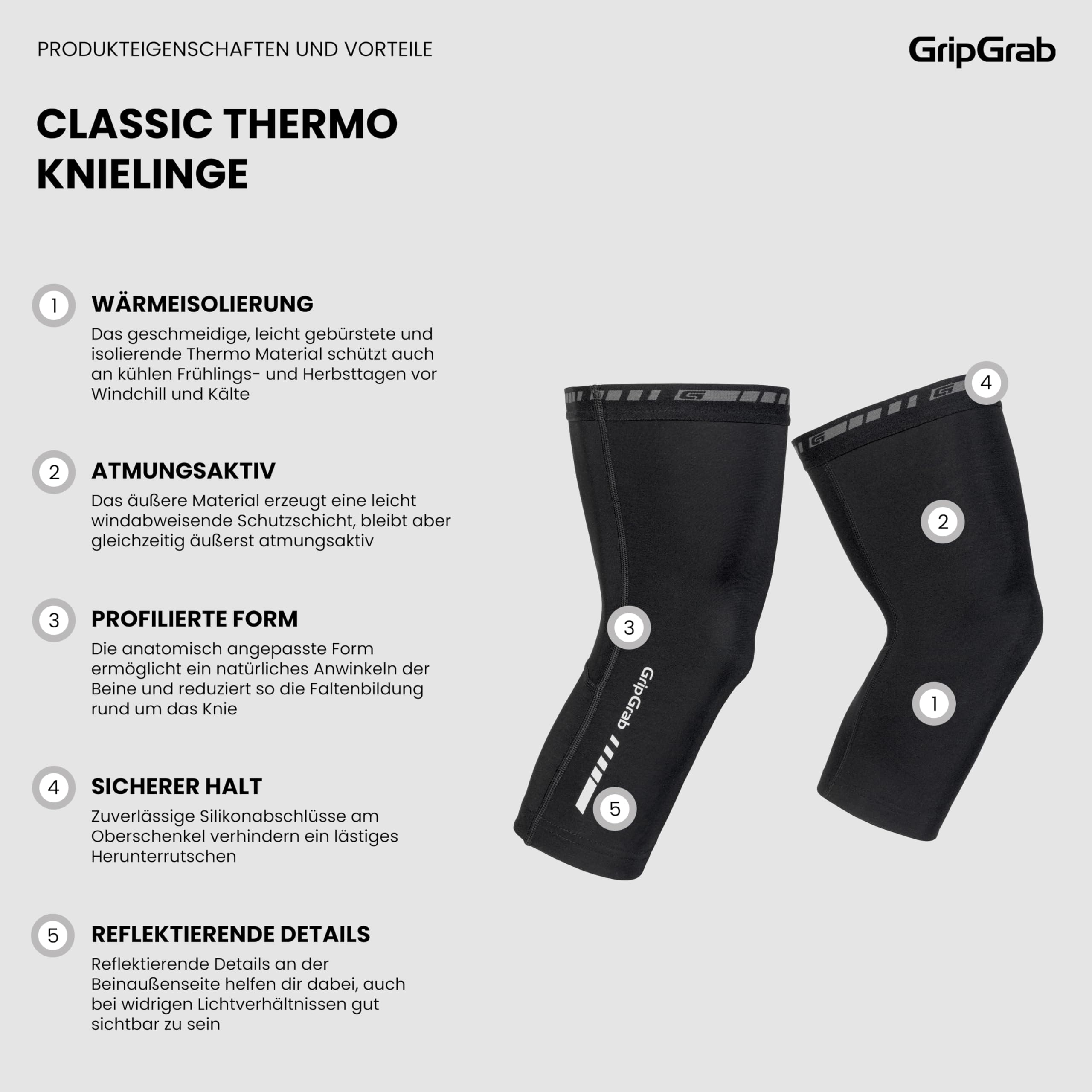 GripGrab Thermo Fahrrad Knielinge Radsport Herren Winter Kniewärmer Damen | Wärmende Kniestulpen mit rutschfesten Silikonabschlüssen oben und unten, für Damen und Herren, für Rennrad, MTB & Gravel