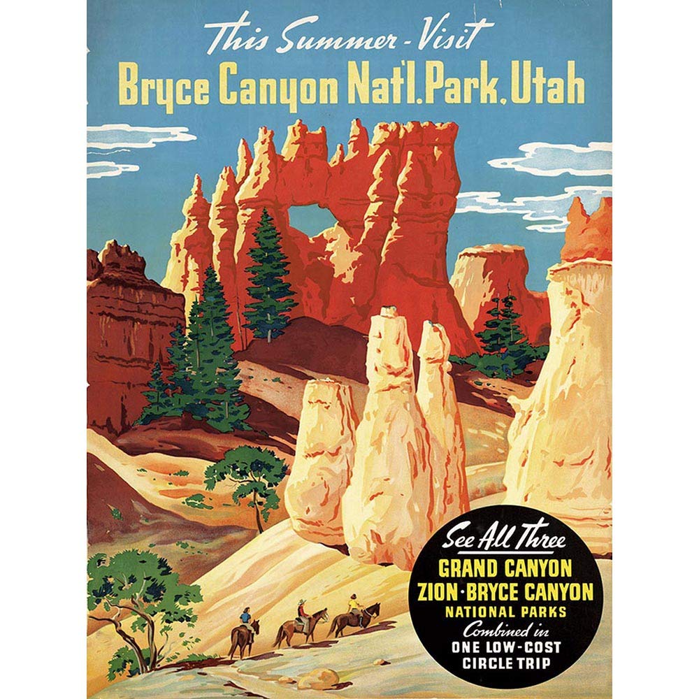 Wee Blue Coo Travel Tourism Bryce Canyon Rock Bridge Utah USA Art Print Poster Wall Decor 12X16 Inch