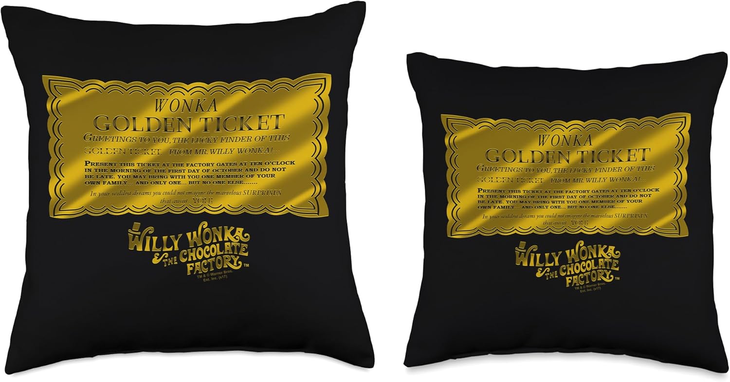 Willy Wonka and the Chocolate Factory the Golden Ticket Throw Pillow
