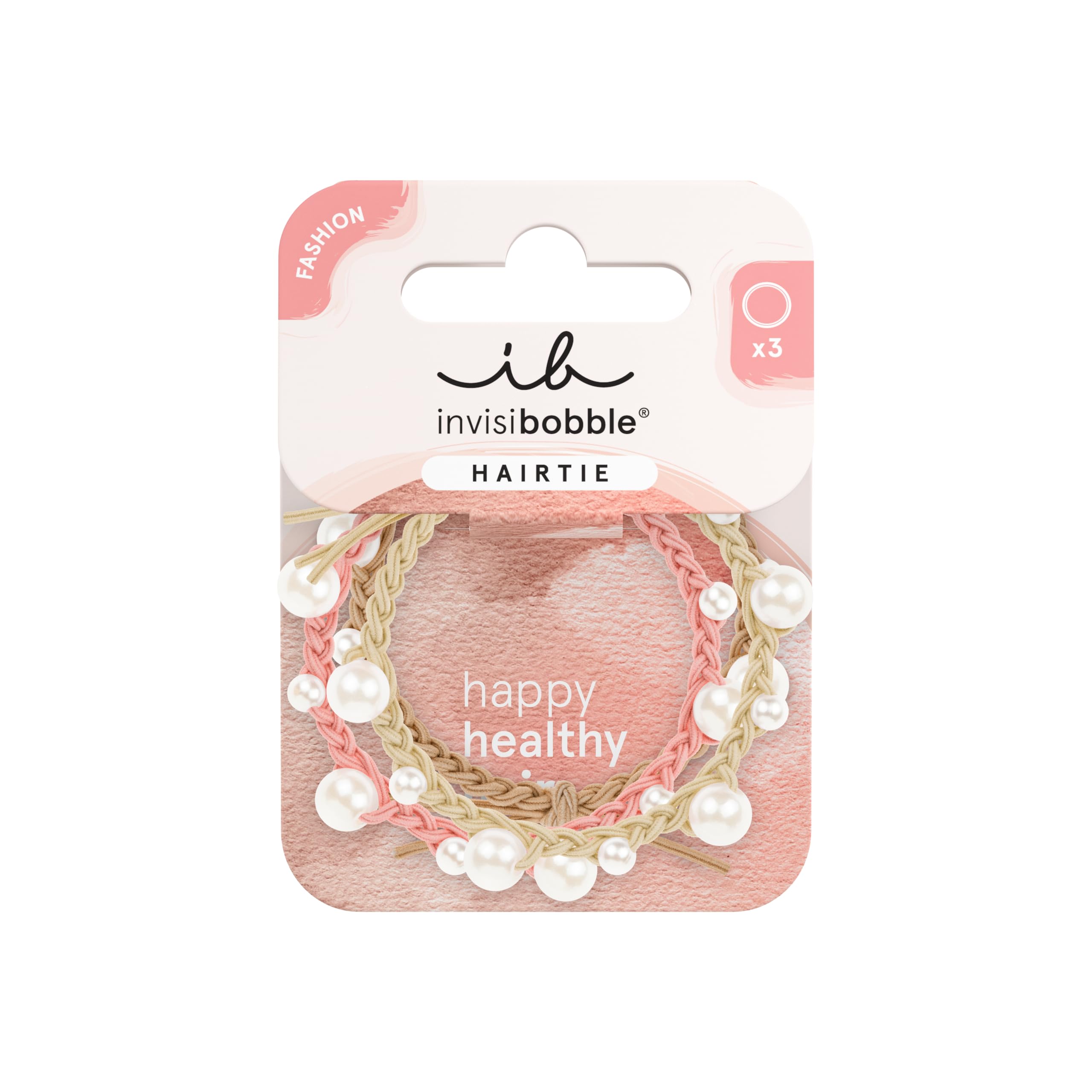 invisibobble - HAIR TIE Princess Pearl – zestaw 3 spiralnych gumek do włosów z perłami do eleganckich fryzur – gumki do włosów dla kobiet i dziewcząt – modny wygląd, bezpieczne trzymanie, zdrowe włosy