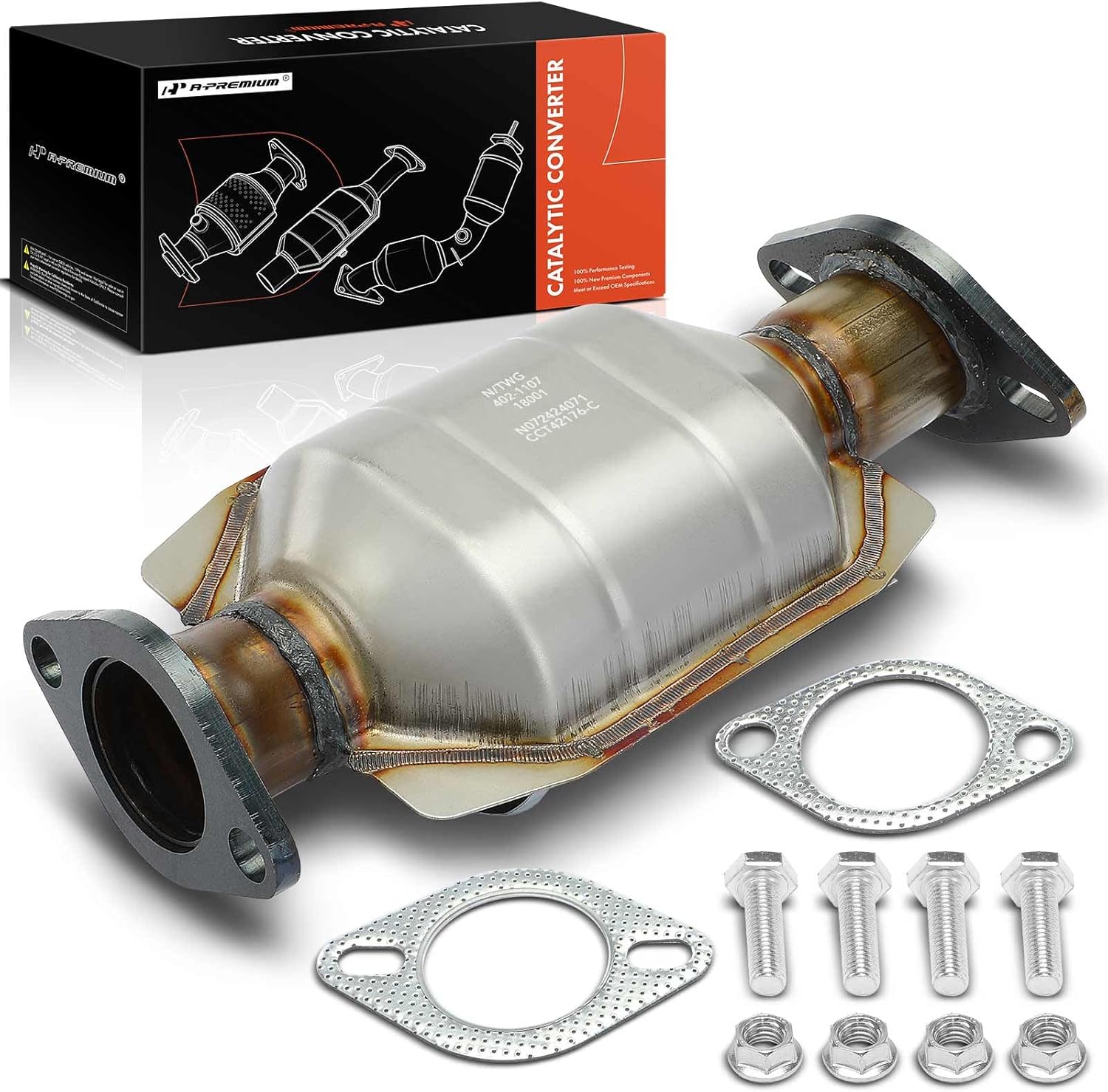 A-Premium Rear Catalytic Converter with Gasket Kit Direct-Fit Compatible with Hyundai Elantra 2007-2008 & Kia Soul 2010-2011, 2.0L, E.P.A. Compliant