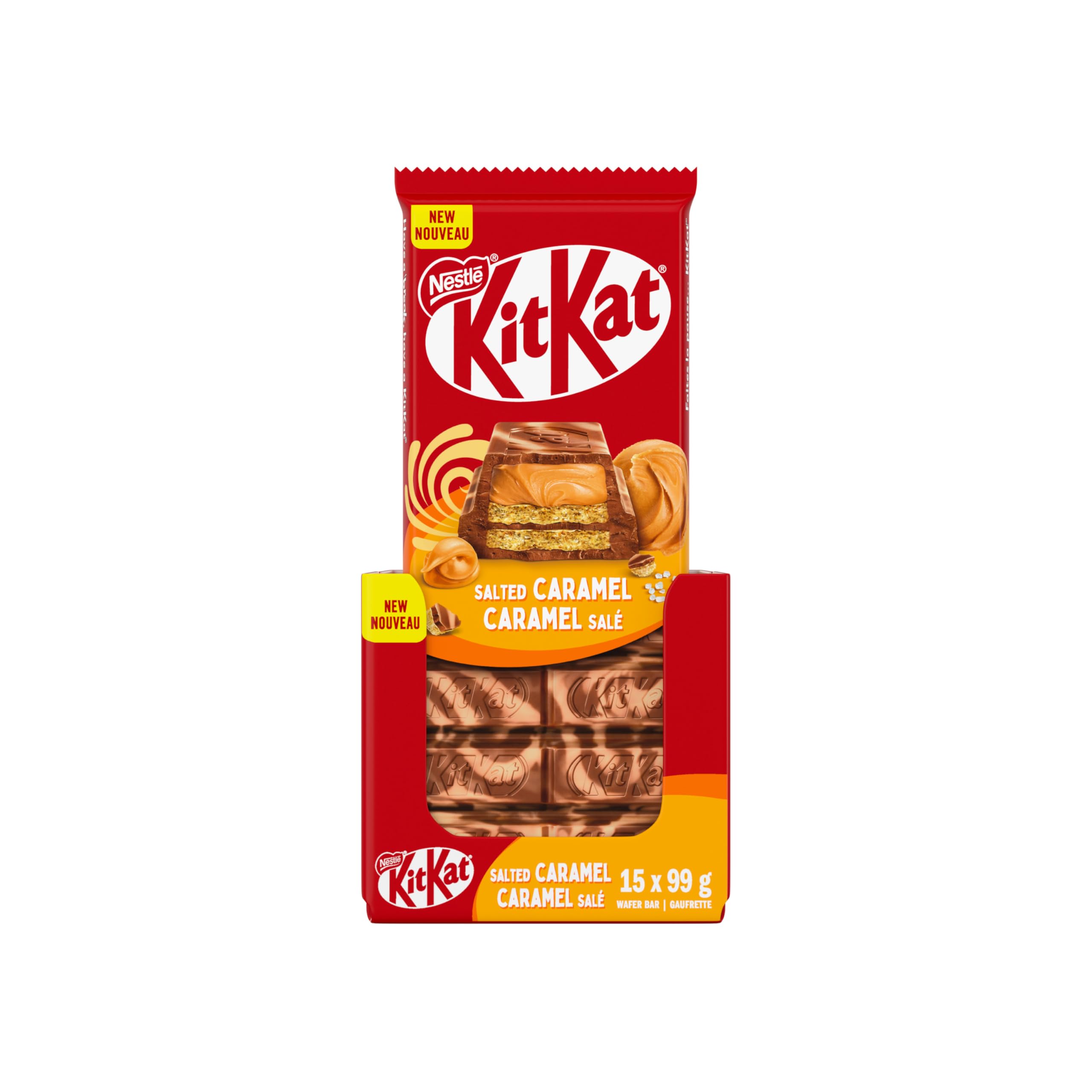 KIT KAT Salted Caramel Tablet, Salted Caramel Filling Over KITKAT Wafers Covered In A Marbled Chocolatey Shell, Made With Natural Flavours & Sustainably Sourced Cocoa, 15 Bars, 1.5 kg