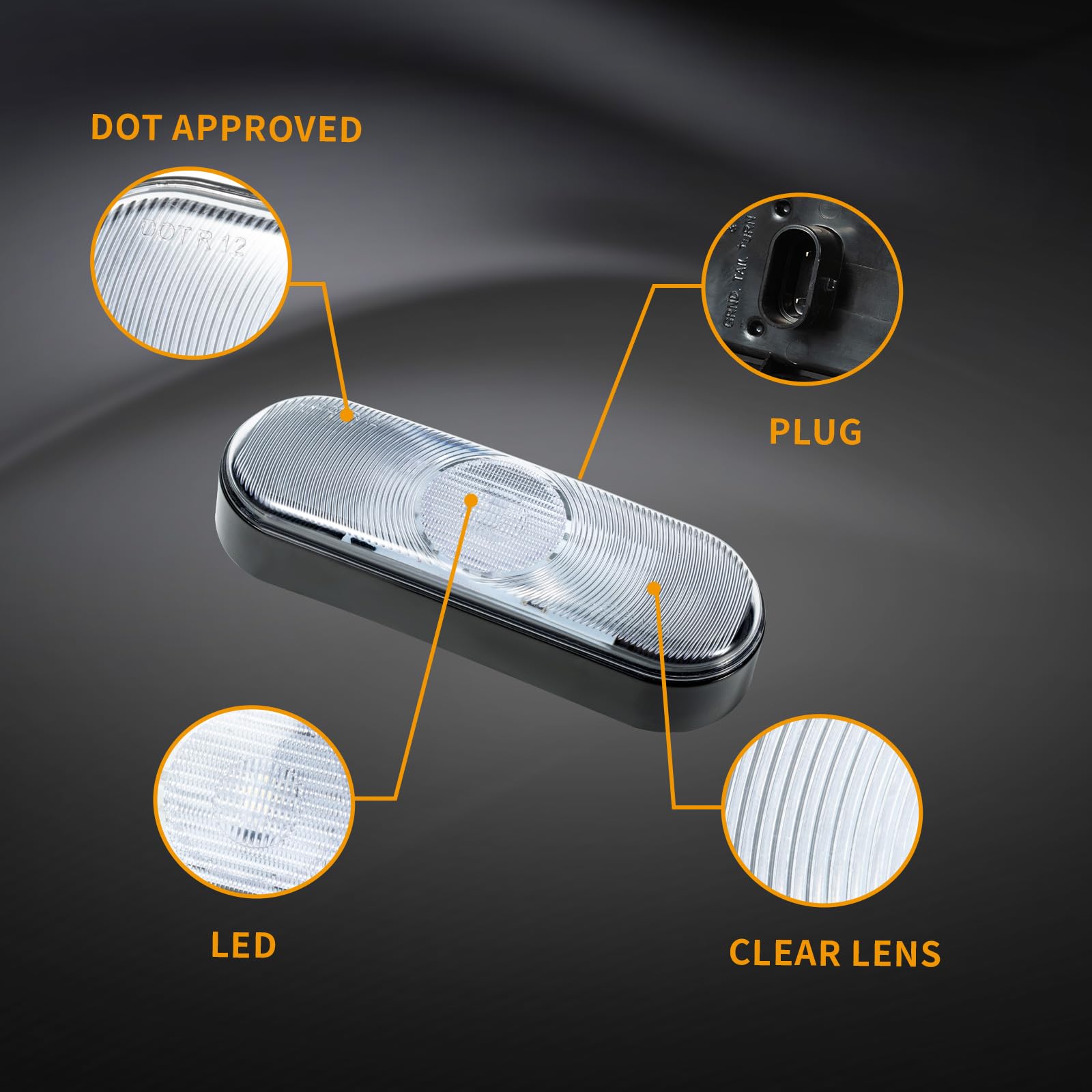 EVERESTHD LED Tail Lights 6 Inch Oval Trailer Reverse Back Up Lamp