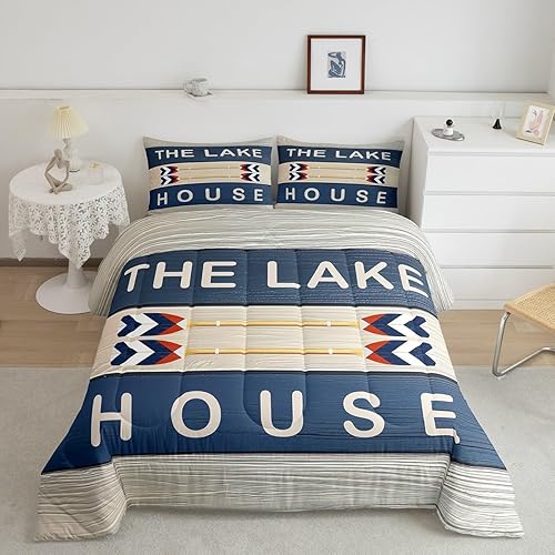 jejeloiu Juego de edredón de lago para niños, tamaño King, juego de ropa de cama de casa de lago para niños, decoración de dormitorio de lago, jejeloiu Juego de edredón de lago para niños, tamaño King, juego de ropa de cama de casa de lago para niños, decoración de dormitorio de lago,