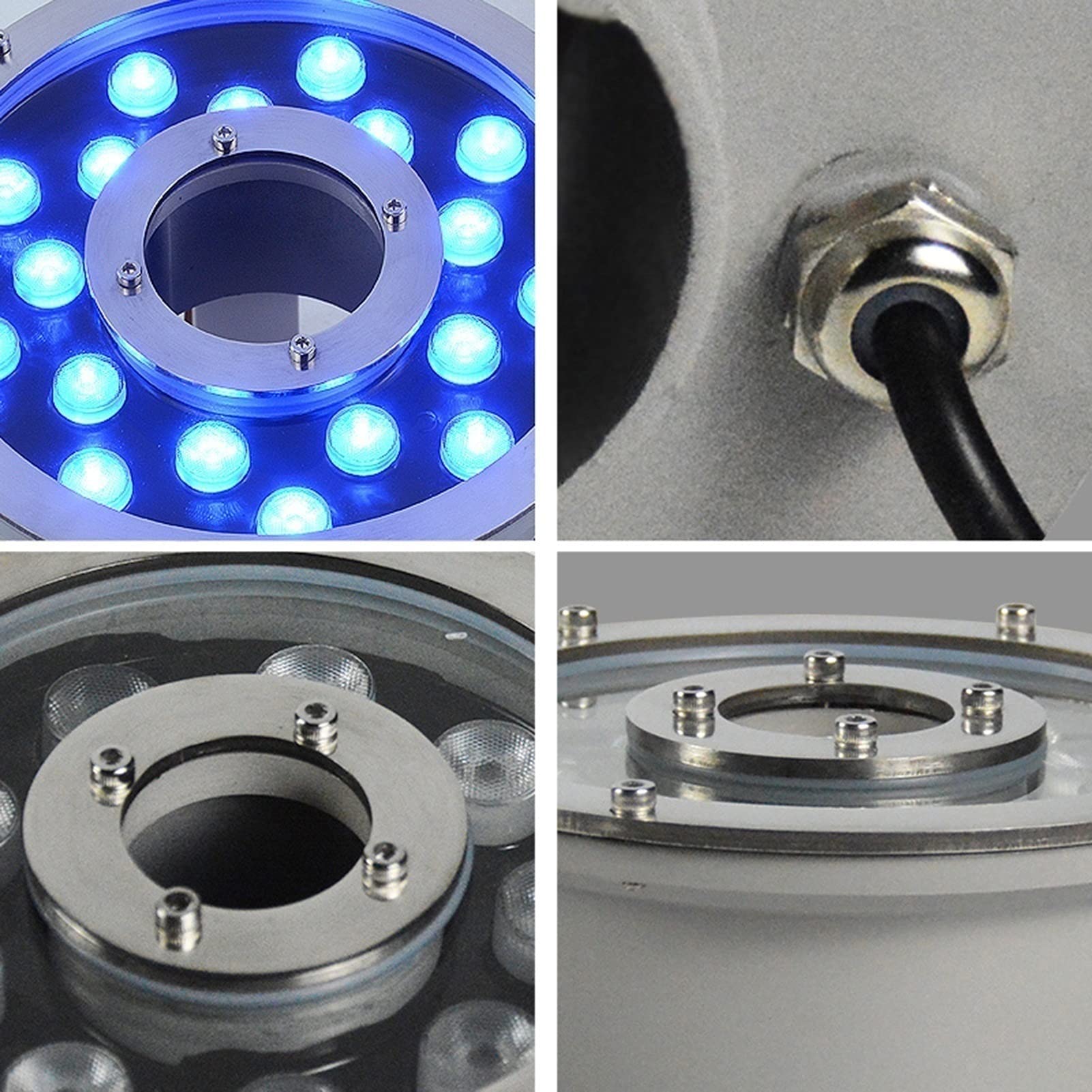 Led-Einbauleuchten – Brunneneinbauleuchte, Rgb-Farbwechsel Mit Rf-Fernbedienung, Wasserdichte Ip68-Brunnen-Unterwasserleuchte, Led-Ring-Mittelloch-Teich-Unterwasserleuchten Für Pool, Garten (12 V, 9