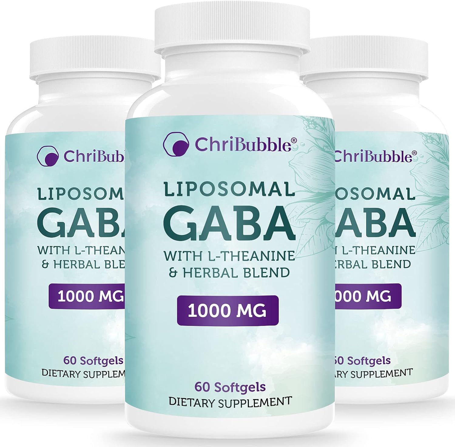 Liposomal GABA Supplements 1000mg with L-Theanine 200mg,High Absorption,Ashwagandha,Chamomile,Tart Cherry Herbal Supplement for Adults,Non-GMO,Gluten Free,180 Softgels(3 Pack) : Health & Household