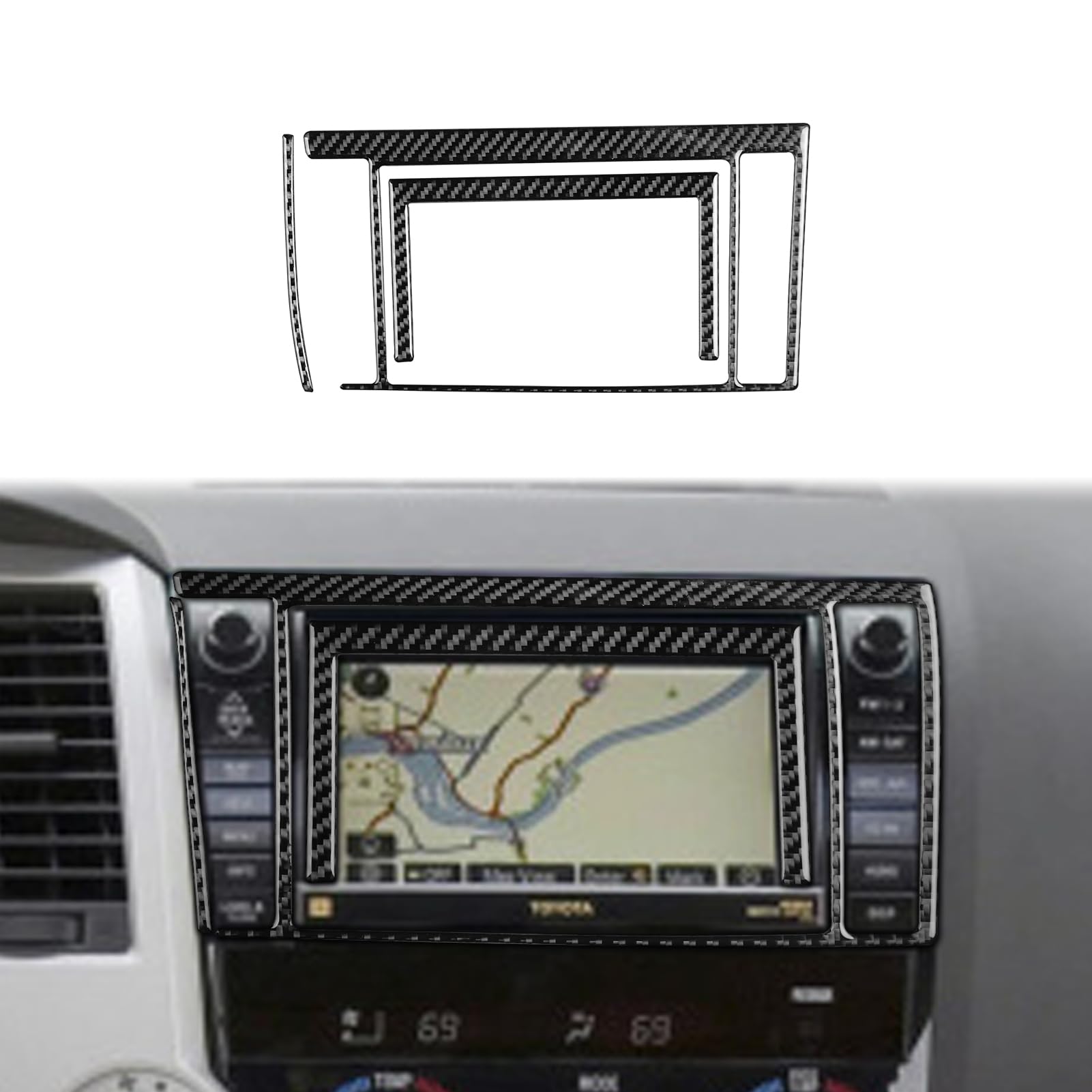 Car Interior Accessories Center Navigation Radio Panel Carbon Fiber Trim Sticker Compatible with Toyota Tundra 2007 2008 2009 2010 2011 2012 2013