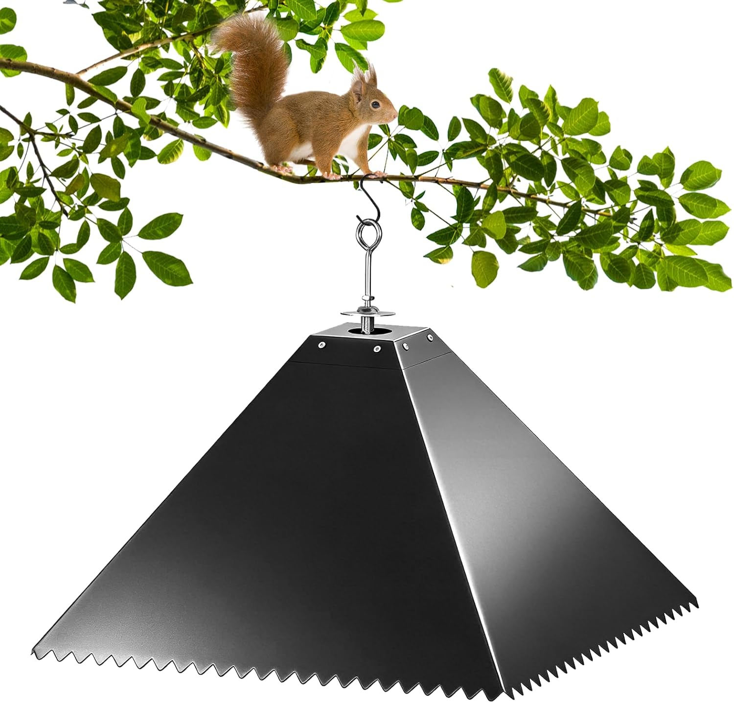 MIXXIDEA Squirrel Baffle for Bird Feeder Pole, Metal Pole Mount Bird House Guard, Squirrel Baffle for 4x4 Post (Black)