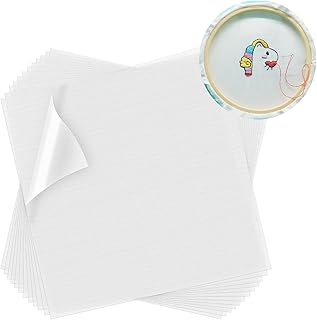 Water Soluble Embroidery Stabilizer 16 Sheets Wash Away Embroidery Stabilizer Topping Film for Machine Embroidery and Hand Sewing16 Sheets (10"x 10"/ 25 x 25cm)