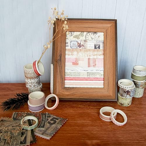 Miniatura 5 de NIKOMIE Juego de 20 rollos de cinta washi vintage y 30 calcomanías antiguas para pósteres de periódico, cinta adhesiva estética para suministros de