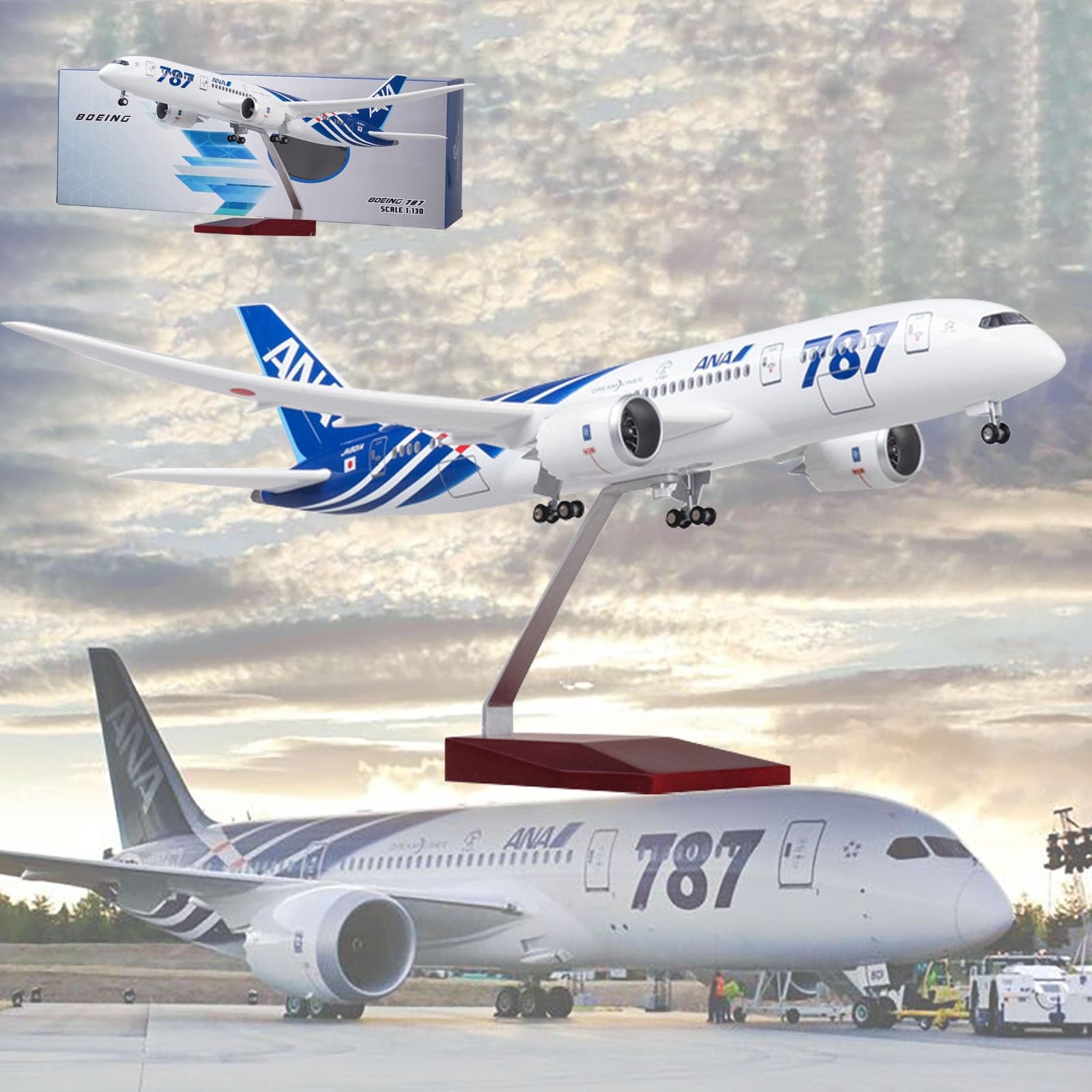 ANA B787 ボーイング1:130スケール ジェット機 ディスプレイモデル ANA B787 ボーイング1:130スケール ジェット機 ディスプレイモデル