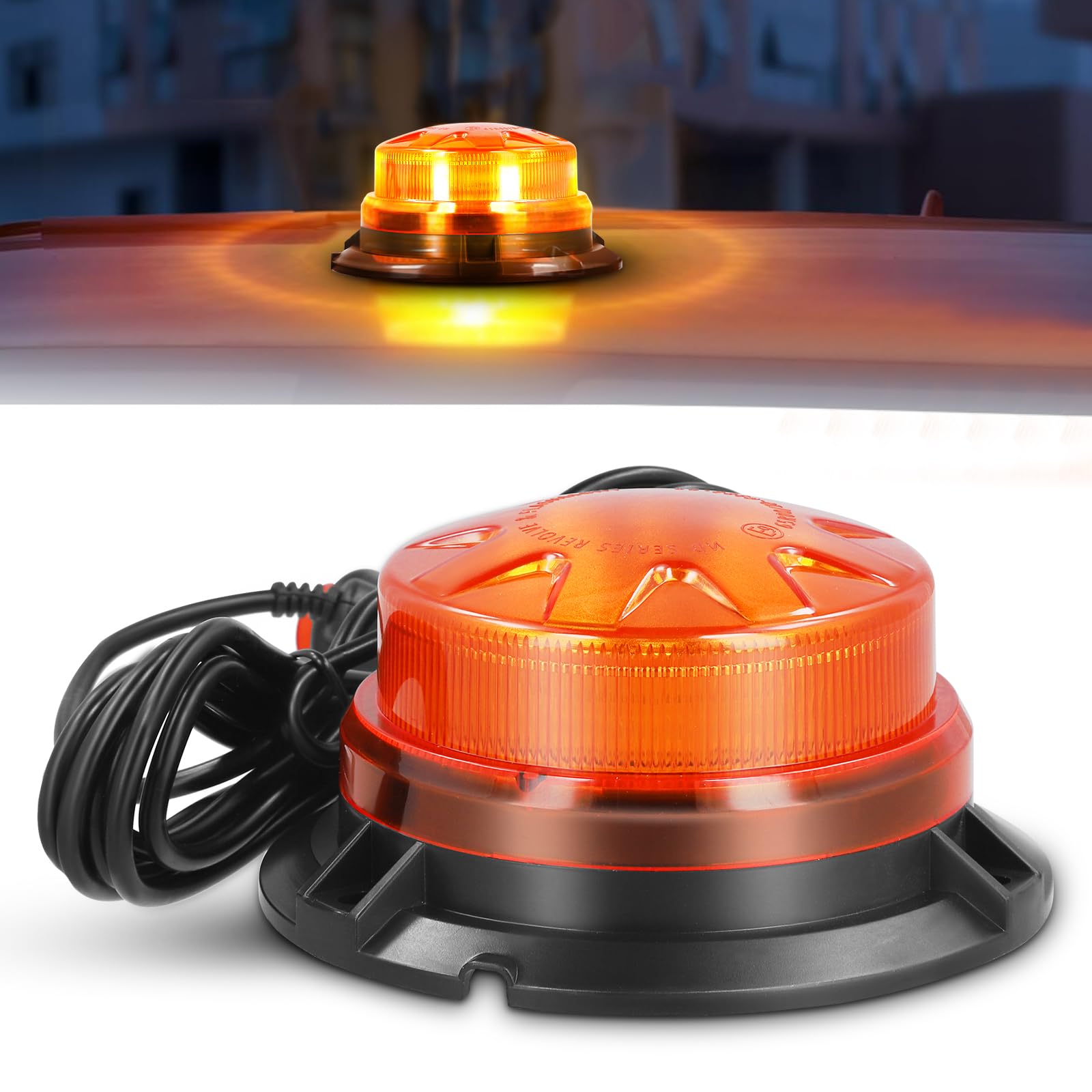 Gyrophare Led Magnetique Orange LED, 12V-24V Jaune LED Avertissement Lumière Stroboscopique d'Urgence pour Chariot Élévateur de Véhicule Tracteur de Golf UTV Car Bus