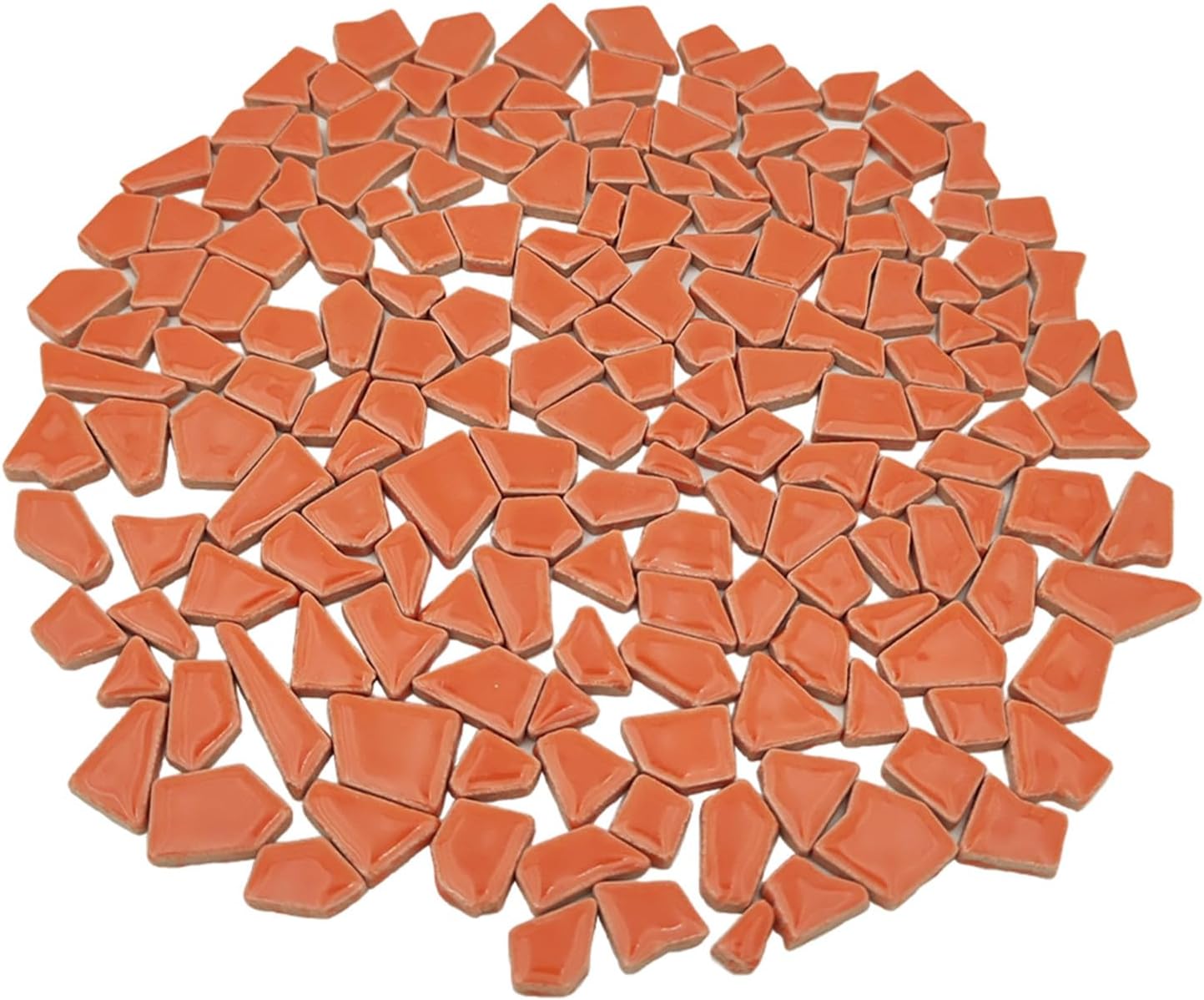 200g Ceramic Mosaic Tiles for Crafts,Irregular Stained Ceramic 0.2"x0.8" Porcelain Mosaic Tiles for Home Decoration (Tangerine)