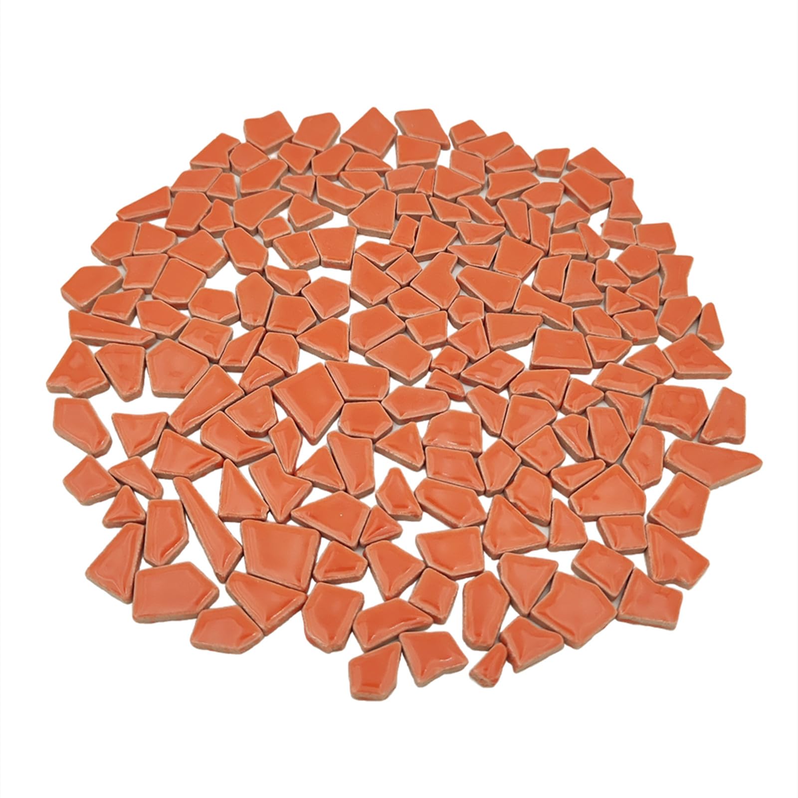 200g Ceramic Mosaic Tiles for Crafts,Irregular Stained Ceramic 0.2"x0.8" Porcelain Mosaic Tiles for Home Decoration (Tangerine)