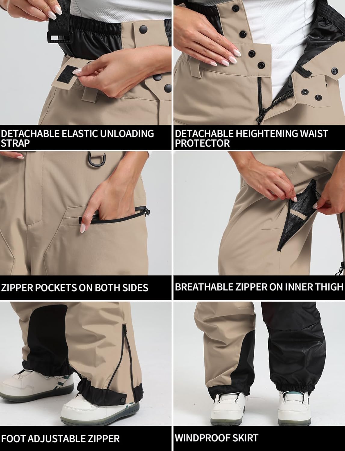 Mens Snowboard Pants Baggy Snow Pants Waterproof Ski Bibs Women Insulated Overalls