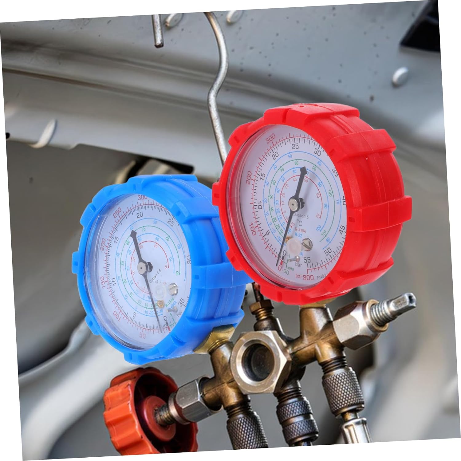 Mobestech Car Air Conditioner Pressure Gauge Kit - Accurate Recharge Tool High-Pressure Design with Easy-to-Carry Compact Body for Quick Diagnostics