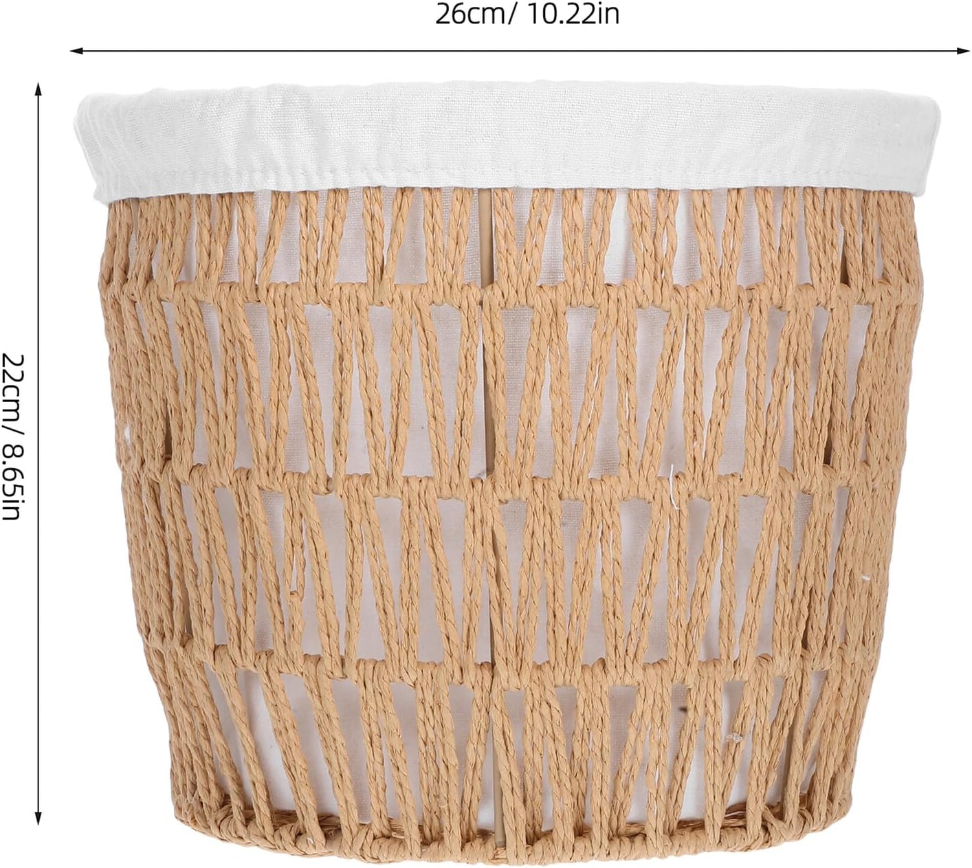 Woven Bread Basket with Cotton Liner Hand-woven Cotton Rope Storage Basket Medium Size for Kitchen Picnic and Home Fruit Vegetable Snacks Organizer