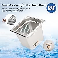 Vista 3 de Paquete de 6 bandejas de hotel, 1/6 tamaño 6" de profundidad, NSF, bandeja comercial de acero inoxidable, bandeja de mesa de vapor, bandejas