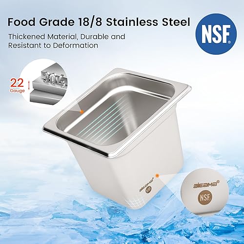 Miniatura 9 de Paquete de 6 tapas de sartén de mesa de vapor de tamaño medio 12 con asa, NSF, cubierta de sartén de hotel, cubierta de bandeja de comida de catering