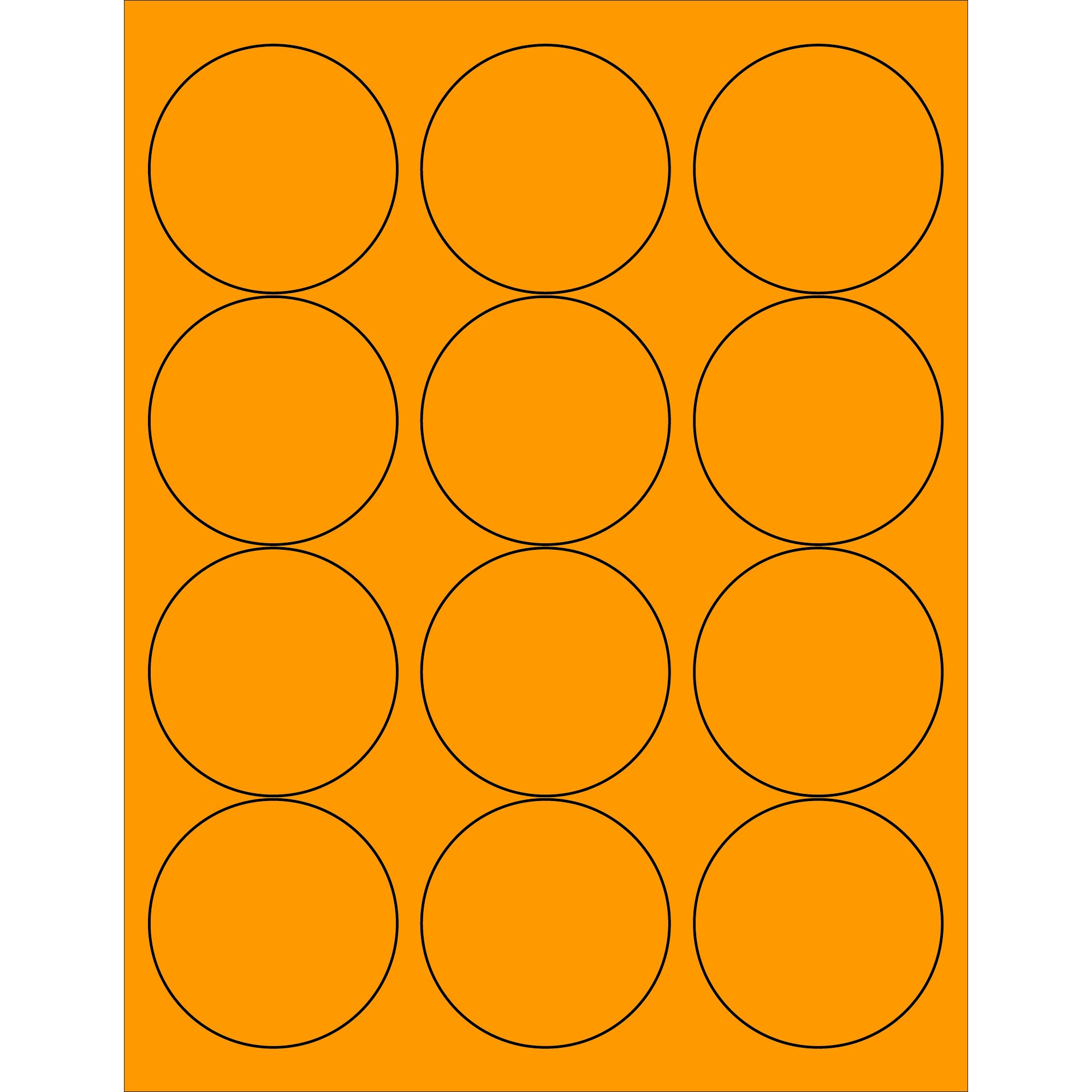 Tape Logic LL194OR Circle Laser Labels 2 1/2 Fluorescent Orange (Pack of 1200)