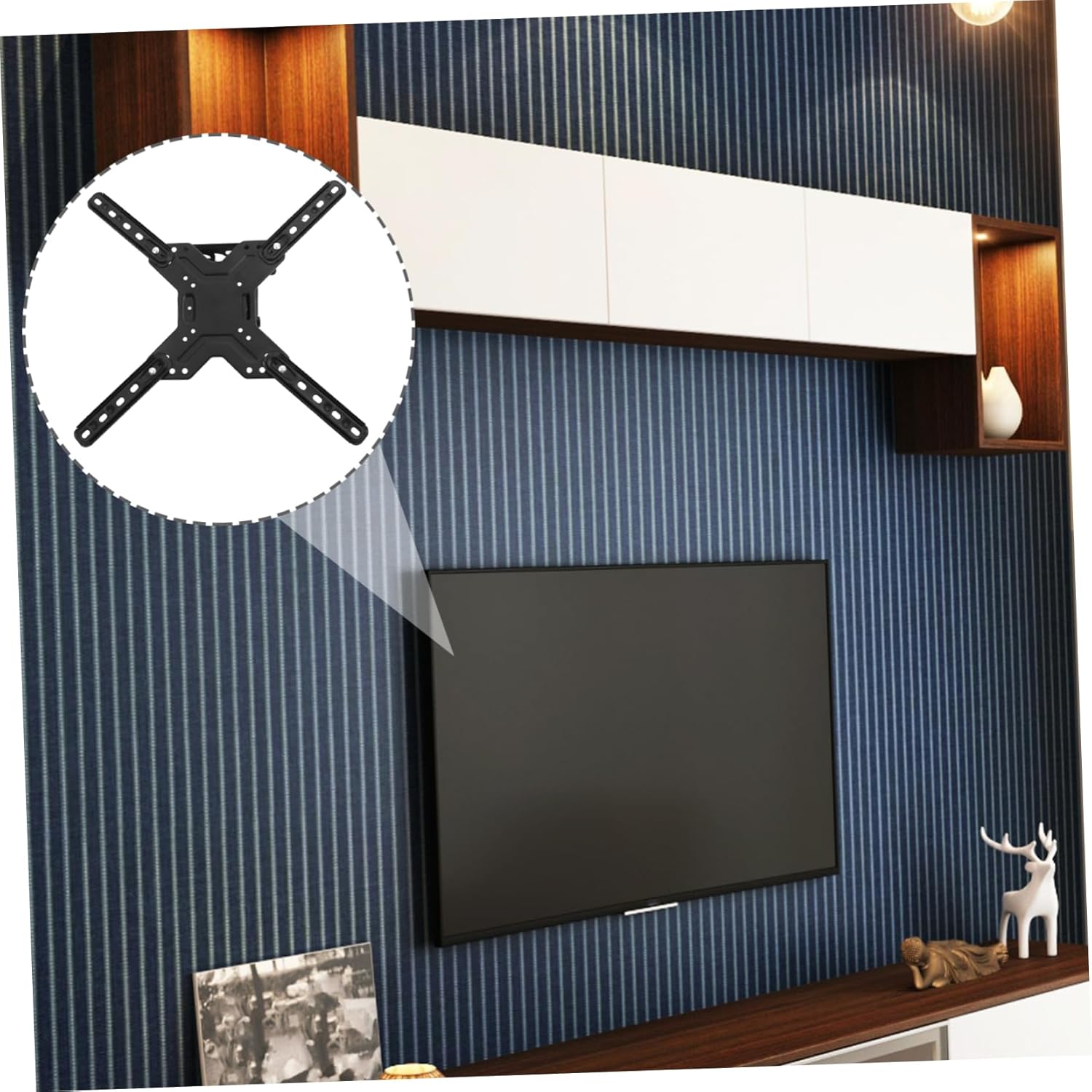 Tv Wall Mount Full Motion Black Monitor Bracket Sturdy Construction Easy Install
