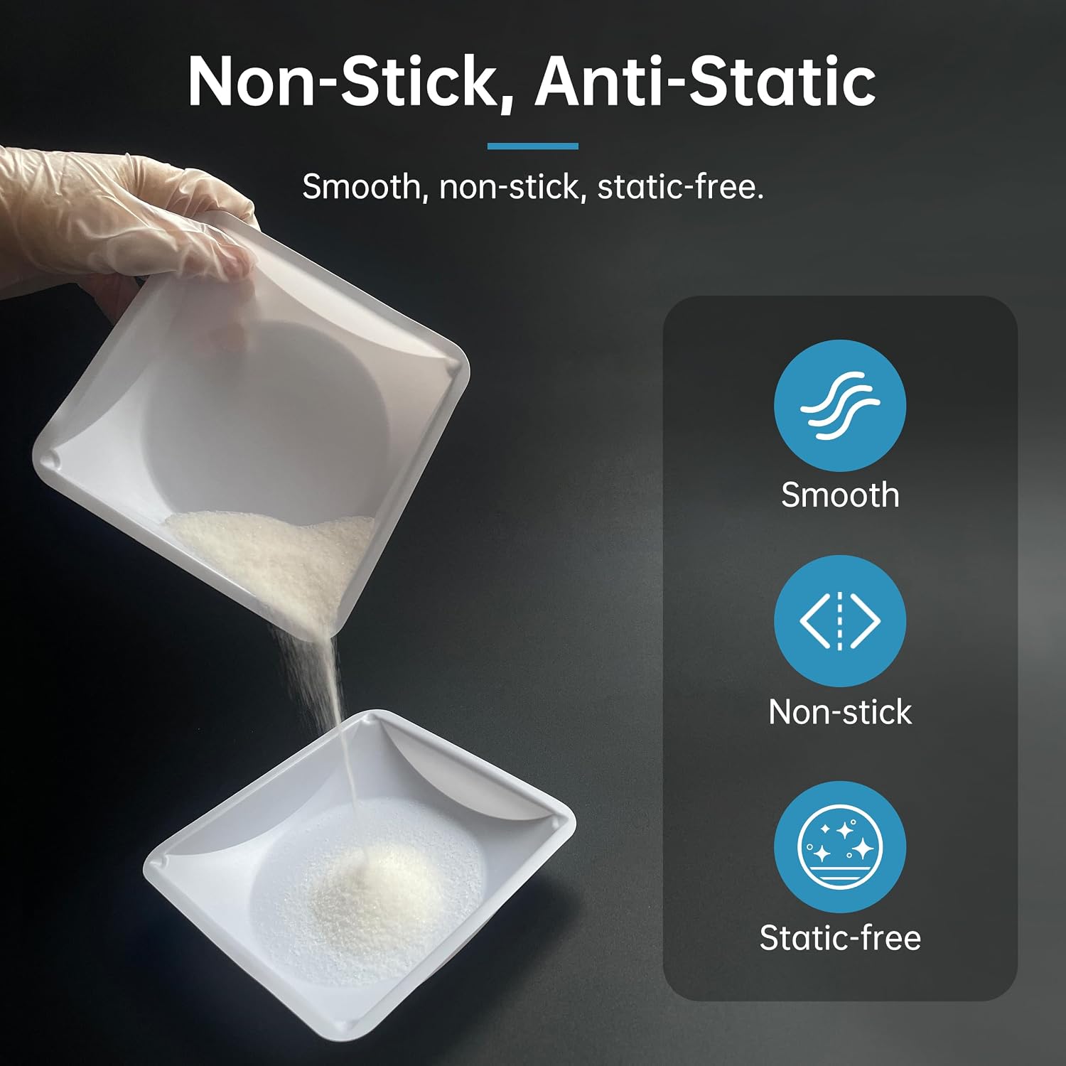 330ml Weigh Boats Large, 250 Pack Disposable Plastic Weighing Dishes, Anti-Static Square Lab Trays, Smooth Surface Sample Containers for Powder and Liquid Handling (Y1031) | Non-Stick Weighing Boats with Smooth Surface