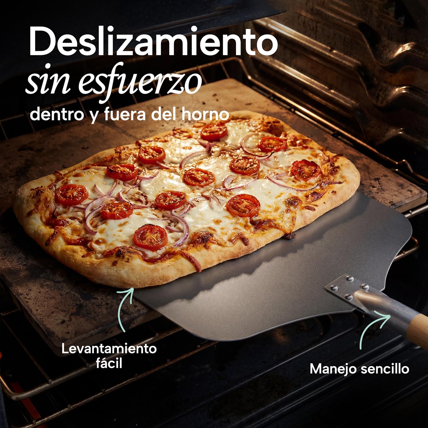 Blumtal Pala para Pizza - Pala de Aluminio de tamaño Grande de 30,5 cm x 30,5 cm y Mango de Madera de 85 cm
