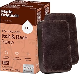 Marie Originals Itch Relief Soap Body Wash Bar - All Natural Instant Relief from Insect Bites, Chicken Pox, Chiggers and Other Skin Irritations ie. Anti- Itch Calming Soap (2 Pack)