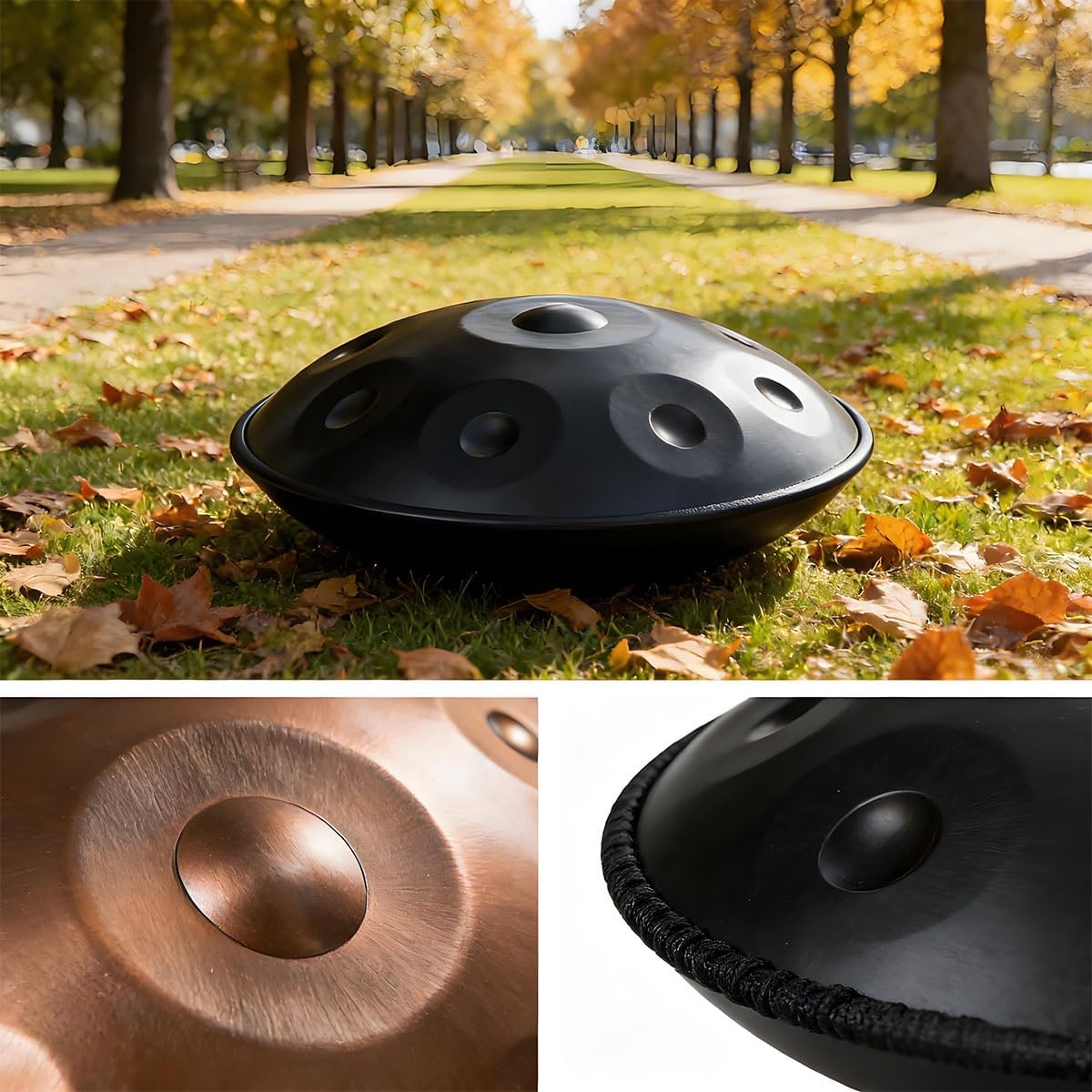 Handpan Drum in D Minor, 10 Notes, 22 inches, Hand Pan Drum, Handpan Steel Drum, with Carrying Case and Stand, Sound Performance, Professional Musical Instrument(Purple,440hz 10 Notes)