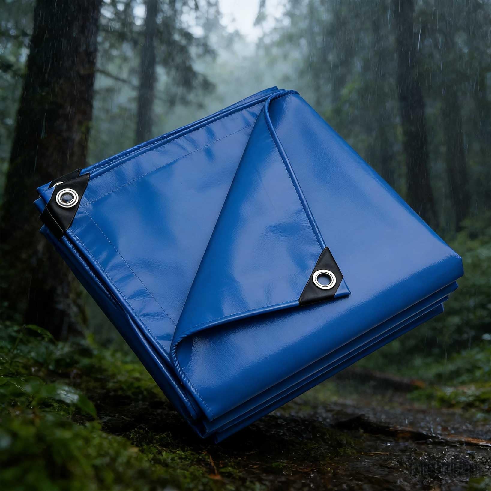 Lona con ojales duradera de PVC azul texturizado de alta densidad 120x140