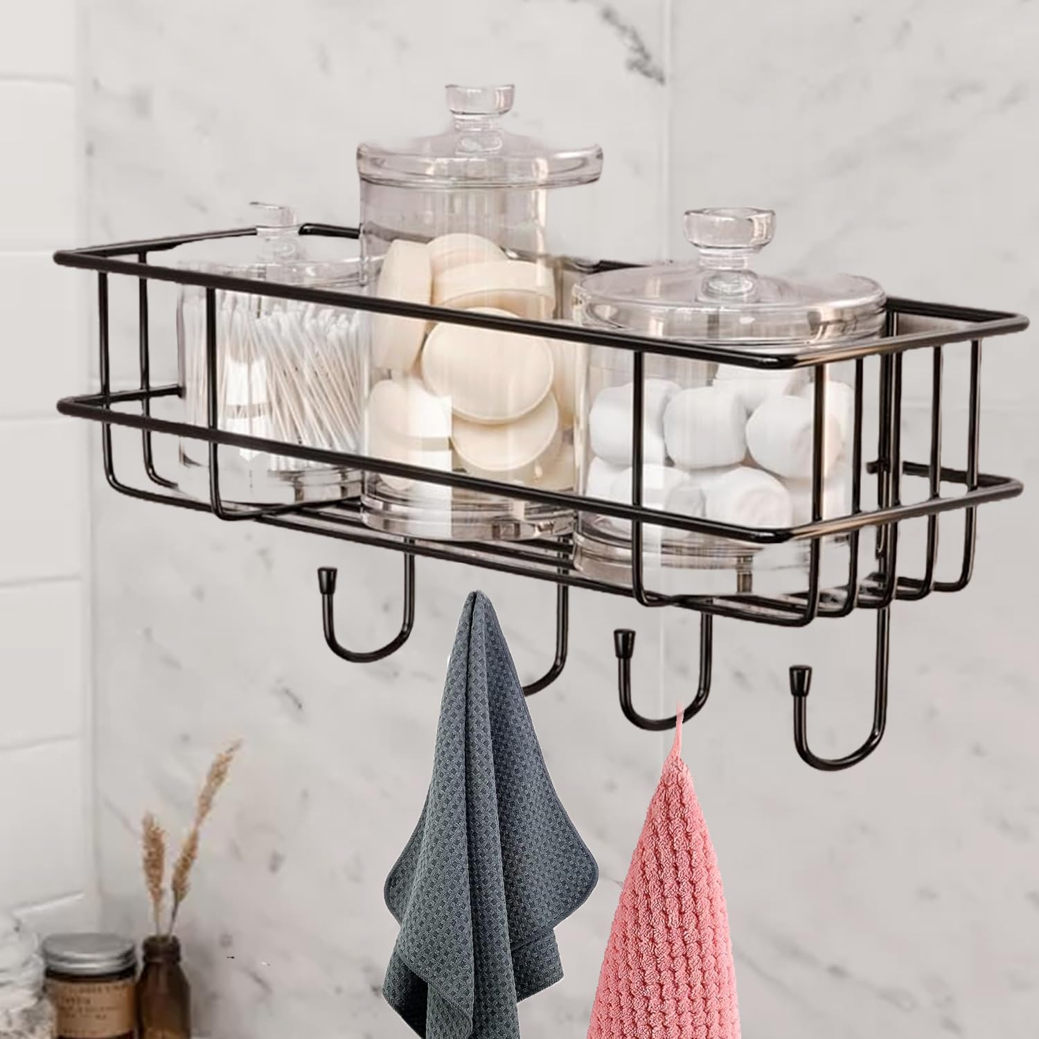 ZOLMIX Self Adhesive Bathroom Shelf for Wall, Shelf Organizer, Kitchen Shelf with Magic Stickers Multipurpose Bathroom Shelf with Hooks Towel Holder, Rack, Bathroom Accessories Wall Mount - GI Metal (B0DDL56G2L) Amazon Price History, Amazon Price Tracker