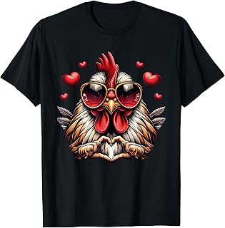 Heart Sign Hand Chicken Kids Mens Womens Chicken Valentine T-Shirt