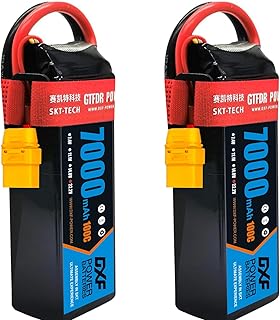 DXF 2 Paquets Batterie lipo 6s 7000mah 22.2v 100c pour Drone, multicopter, Avion rc, hélicoptère rc, Voiture rc, Bateau rc - Haute Performance, durée de Vie prolongée - lipo 6s Prise xt90