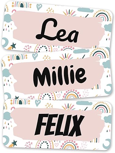 Etiquetas de nombre personalizadas para niños 60 unidades Calcomanías de nombre impermeables para la escuela, artículos y ropa Calcomanías