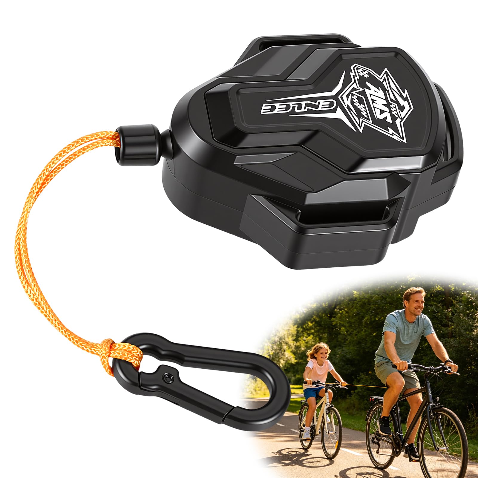 Corde de remorquage de vélo pour enfants, 2,5 m, avec languette de traction et protection contre l'abrasion, force de traction de 100 kg pour les excursions en famille et l'assistance routière, aide à