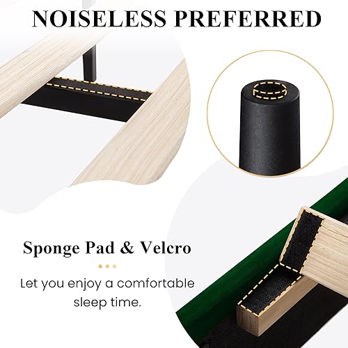 Miniatura 7 de SHA CERLIN Base de cama de plataforma tapizada completa con cabecera ajustable de tela de terciopelo capitoné de canal vertical, soporte de listones