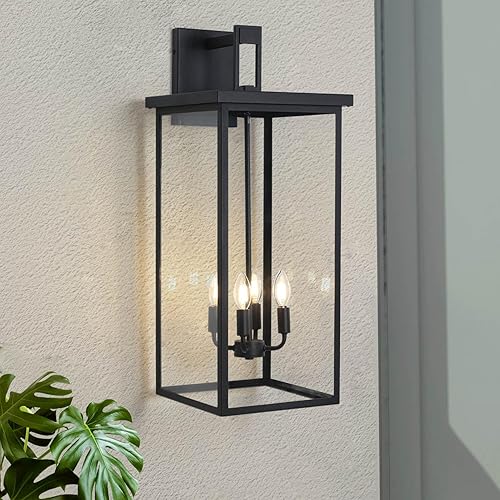 Miniatura 22 de tewei Luces de pared de gran tamaño para exteriores del atardecer al amanecer, accesorios de iluminación exterior negro mate, modernas luces