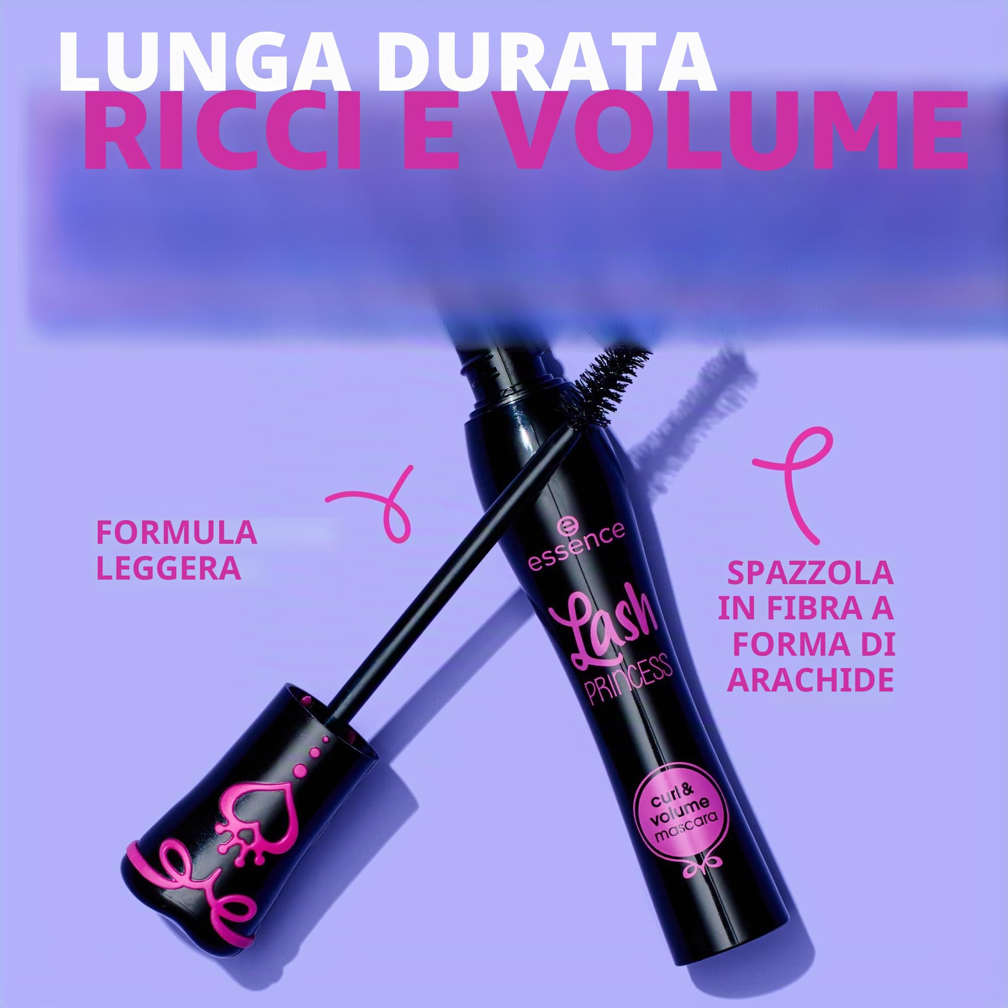 essence Lash PRINCESS mascara occhi effetto volumizzante e incurvante, volumizzante, arricciante, risultato istantaneo, intensiva (12ml)