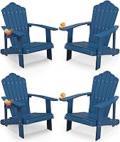 Vista 14 de Tangkula Silla Adirondack de gran tamaño, sillas de patio con soporte ajustable para tazas, sillones HIPS con rejillas, resistente a la intemperie