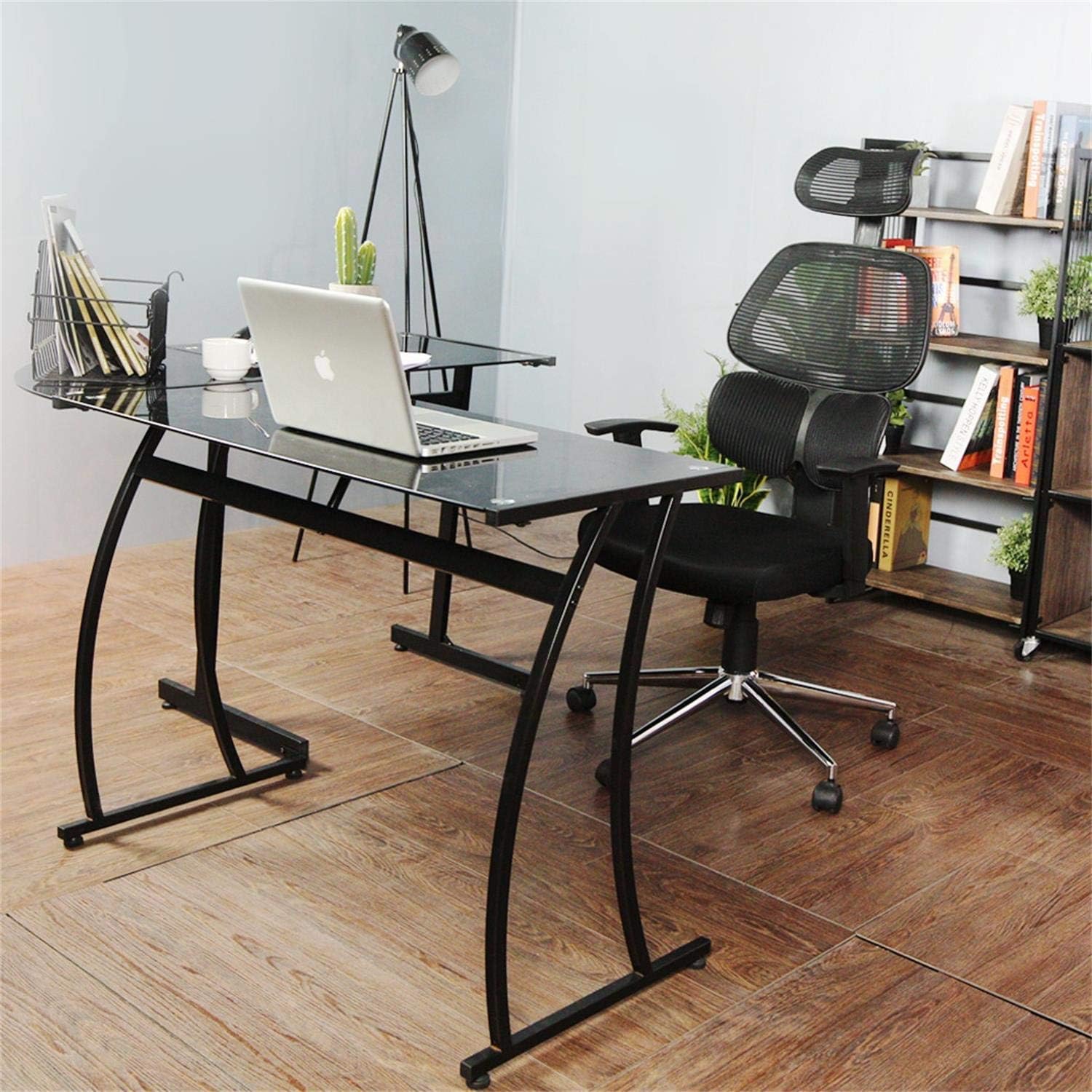 Ergonomic Office Chair Mesh Computer Desk Chair High Back Swivel Task Executive Chairs with Lumbar Support Adjustable Backrest Headrest Armrest Seat Height for Home Office Conference, Black TIKI-14