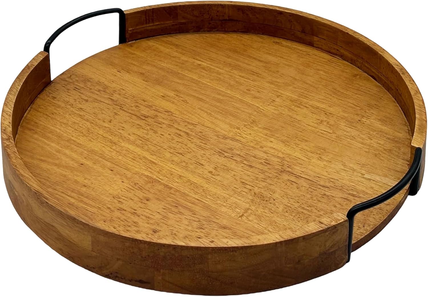 Ashland Decorative Tray, Chic Round Acacia Wood Flameless, Brown, 14" Diameter, 1-Pack