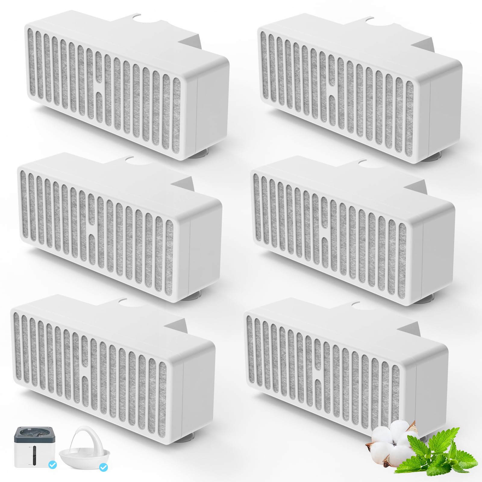 6 Pack Cat Water Fountain Filters, Replacement Filters for 80oz swan Automatic Pet Fountain Dog Water Dispenser (6 Pack)