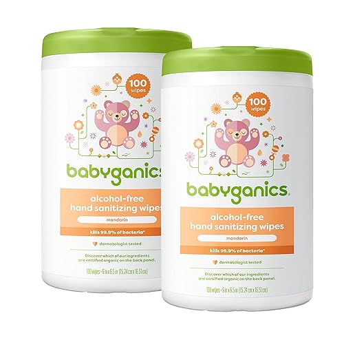 Toallitas húmedas Babyganics, desinfectantes sin alcohol, mandarín, 100 unidades (2 paquetes), 1, 1
