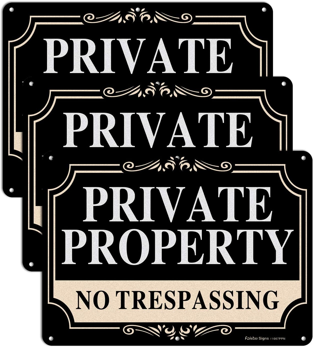 No Trespassing Signs Private Property signs,14x10 Inch Rust Free Aluminum Metal Sign,Reflective,Fade Resistant,UV Protected,Weatherproof Up to 7 Years Indoor/Outdoor Use (4 Pack)