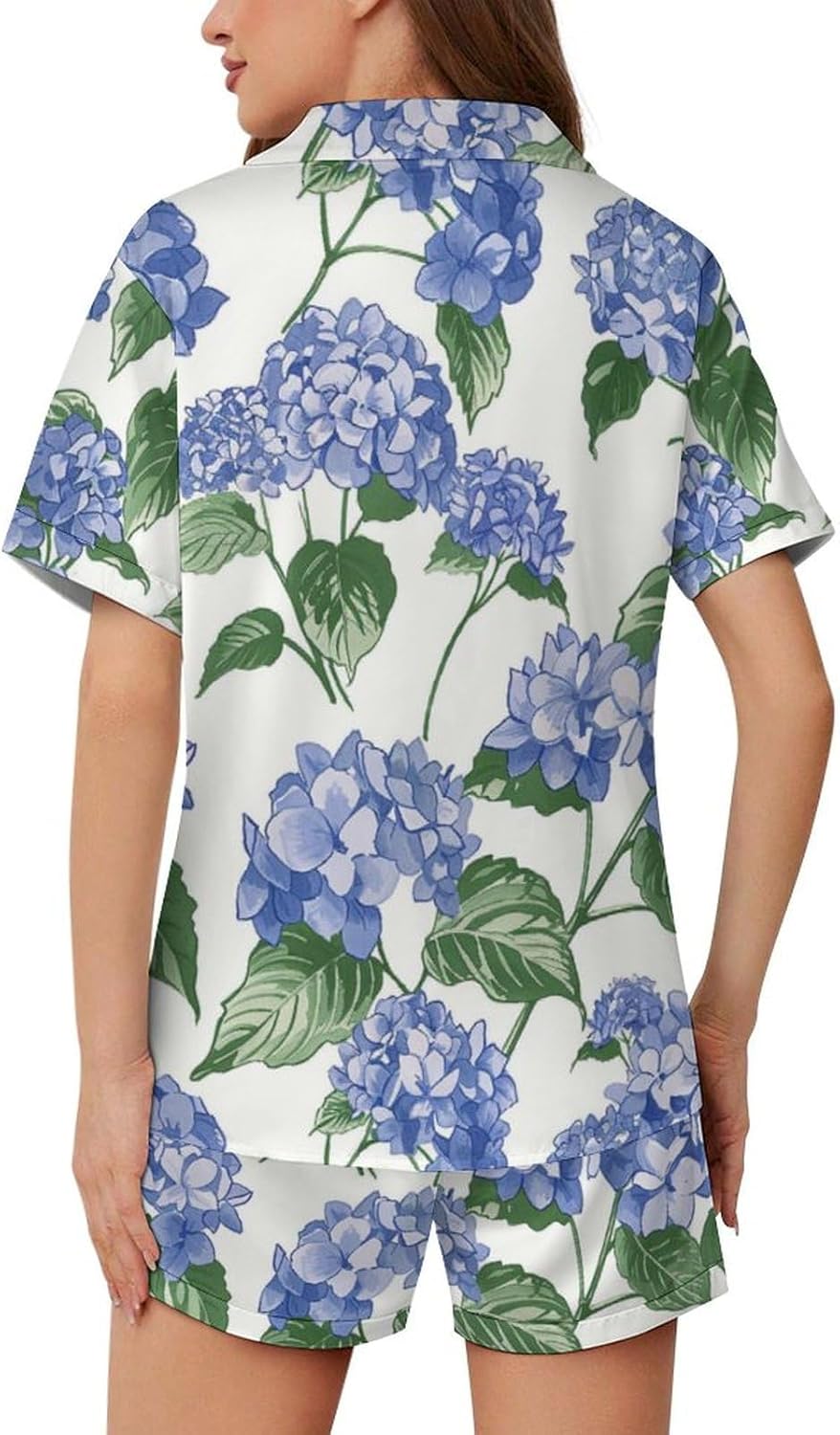 Delerain Womens Pajama Sets 2-Piece Short Sleeve Sleepwear Soft Satin Button Down Loungewear Pjs Shorts Set XS-5XL - Image 4