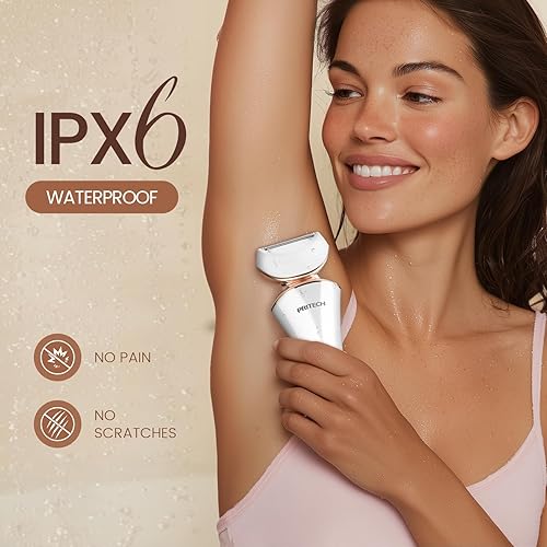 Miniatura 10 de PRITECH Maquinilla de afeitar eléctrica para mujer, afeitadora recargable para mujer, afeitadora portátil para piernas, brazos, axilas, bikini